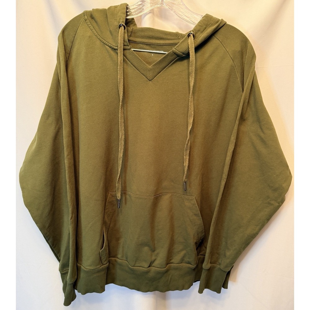 Universal Standard Women's Small 14-16 V-Neck Hoodie Olive Green Pima Cotton